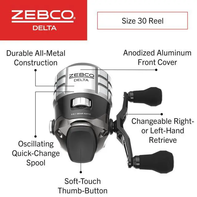 Alt view image 2 of 7 - Delta Spincast Fishing Reel, Instant Anti-Reverse Clutch, All-Metal Gears, Changeable Right- or Left-Hand Retrieve