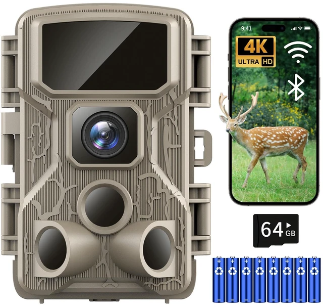 Main image of Punvoe Trail Camera WiFi Game Camera 64MP 4K Trail Cam for Outdoor | 0.1s Trigger, 100ft Low-Glow IR Night Vision, 130° Motion Activated, Ip67 Waterproof, Wildlife & Backyard Monitoring