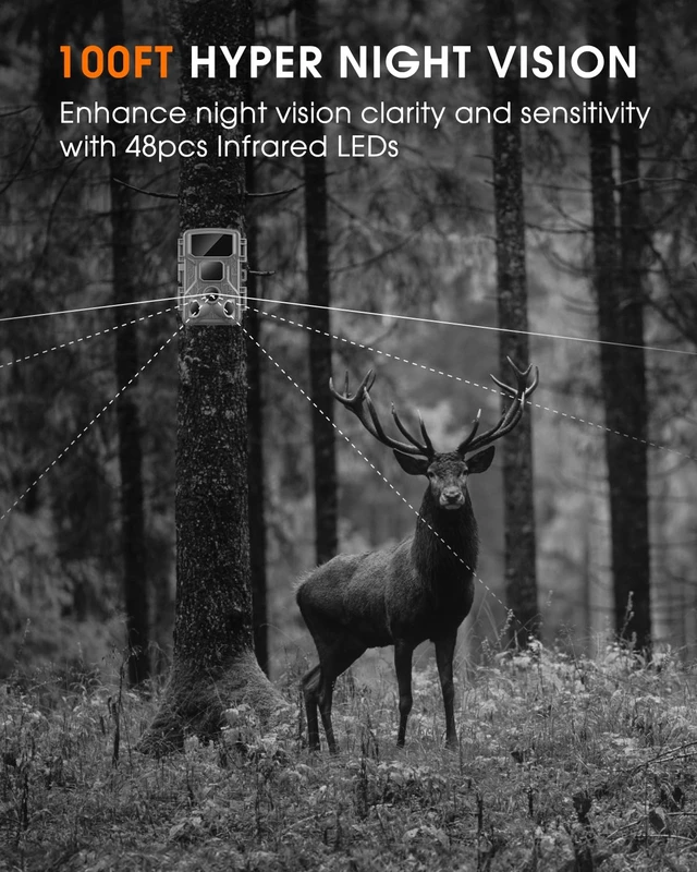 Alt view image 5 of 7 - Punvoe Trail Camera WiFi Game Camera 64MP 4K Trail Cam for Outdoor | 0.1s Trigger, 100ft Low-Glow IR Night Vision, 130° Motion Activated, Ip67 Waterproof, Wildlife & Backyard Monitoring
