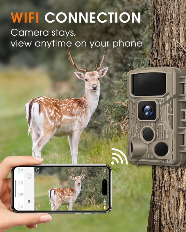 Alt view image 3 of 7 - Punvoe Trail Camera WiFi Game Camera 64MP 4K Trail Cam for Outdoor | 0.1s Trigger, 100ft Low-Glow IR Night Vision, 130° Motion Activated, Ip67 Waterproof, Wildlife & Backyard Monitoring