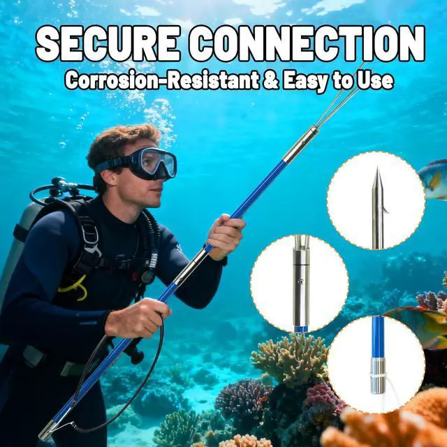Alt view image 2 of 7 - Hawaiian Sling Fishing Spear Set Fiberglass Spearfishing Pole Spear with 3 Replaceable Stainless Steel Tips, Fish Line Holder, Sharpening Files, and Carry Bag