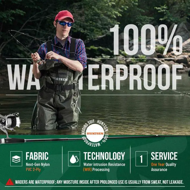 Alt view image 3 of 7 - Fishing Waders for Men Women - 2-Ply Nylon/PVC Waterproof Hunting Chest Waders with Boot Hanger&Phone Case, Size9-13