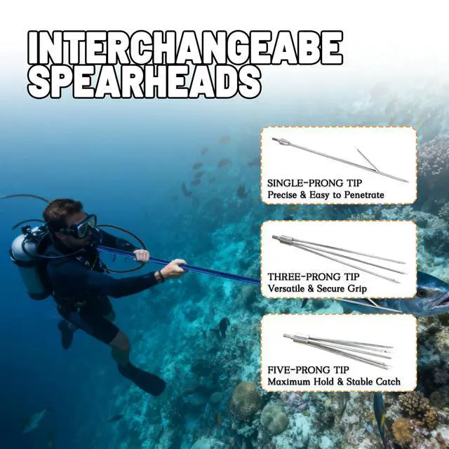 Alt view image 4 of 7 - Hawaiian Sling Fishing Spear Set Fiberglass Spearfishing Pole Spear with 3 Replaceable Stainless Steel Tips, Fish Line Holder, Sharpening Files, and Carry Bag