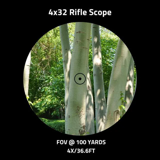 Alt view image 3 of 6 - 4x32 Prism Hunting Rifle Scope Red & Green & Blue Illuminated Reticle Scope with Fiber Optic Sight