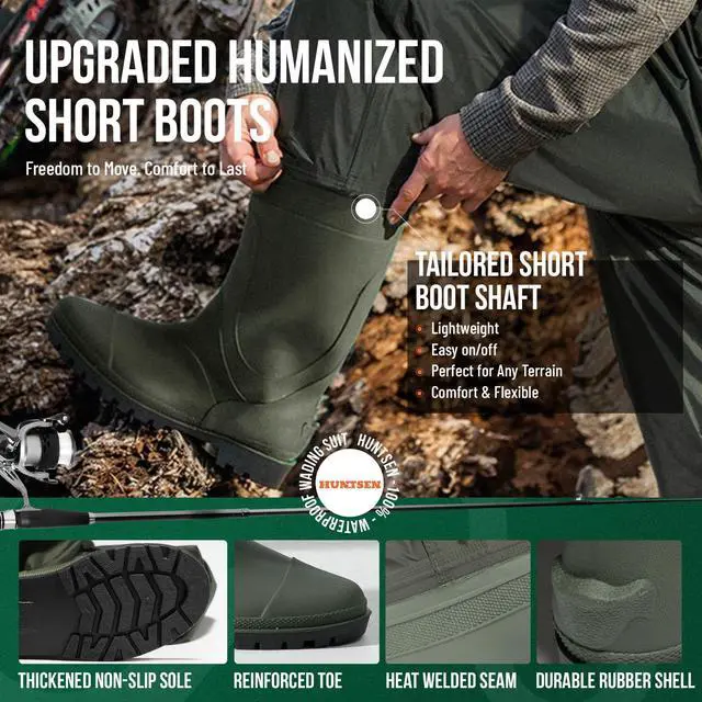 Alt view image 6 of 7 - Fishing Waders for Men Women - 2-Ply Nylon/PVC Waterproof Hunting Chest Waders with Boot Hanger&Phone Case, Size9-13