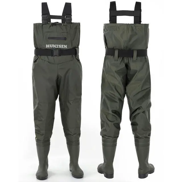 Alt view image 7 of 7 - Fishing Waders for Men Women - 2-Ply Nylon/PVC Waterproof Hunting Chest Waders with Boot Hanger&Phone Case, Size9-13