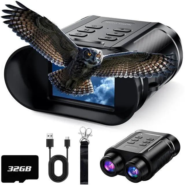 Main image of Birthday Gifts & Night Vision Goggles - 5W Upgraded 4K HD IR Binoculars - 8X Digital Zoom/Rechargeable Battery/32GB Card/Flashlight, Camping Exploration Gifts for Men Dad Husband Boy Friend
