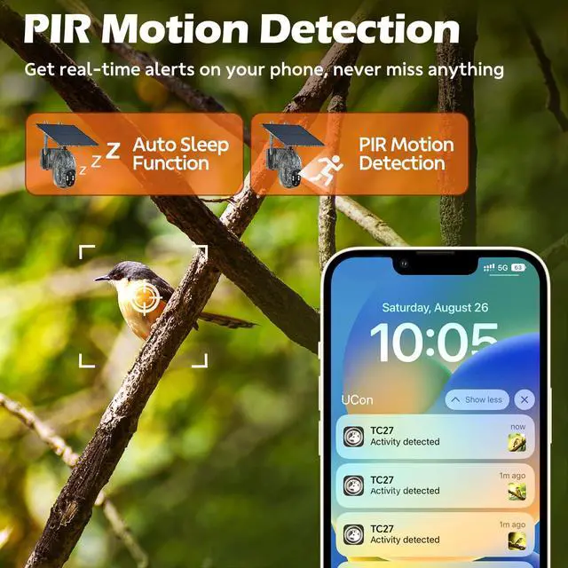 Alt view image 6 of 7 - 4G LTE Cellular Trail Camera 2 Pack, 2.5K Game Camera Built-in SIM Card with Live Feed, Solar Panel 360° View Clear Night Vision Motion Detection Two-Way Audio Hunting Camera