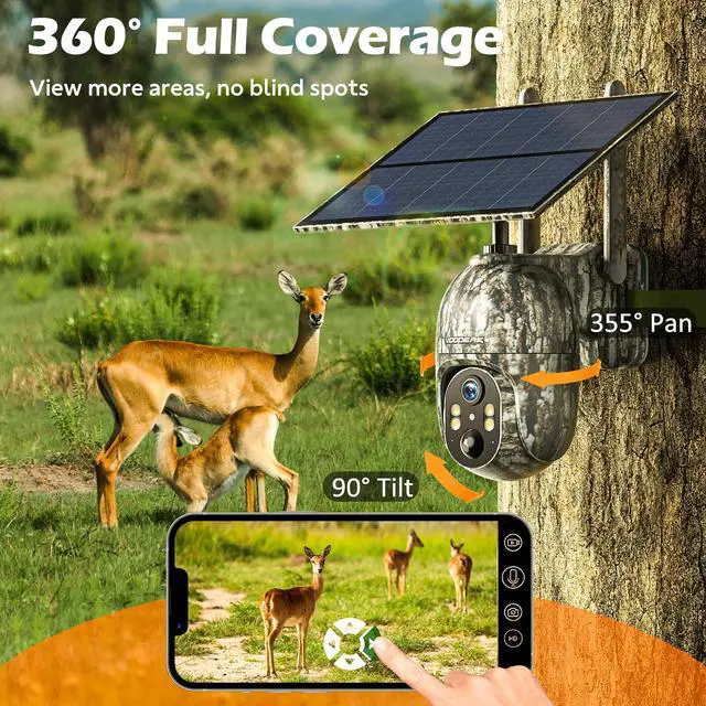 Alt view image 5 of 7 - 4G LTE Cellular Trail Camera 2 Pack, 2.5K Game Camera Built-in SIM Card with Live Feed, Solar Panel 360° View Clear Night Vision Motion Detection Two-Way Audio Hunting Camera