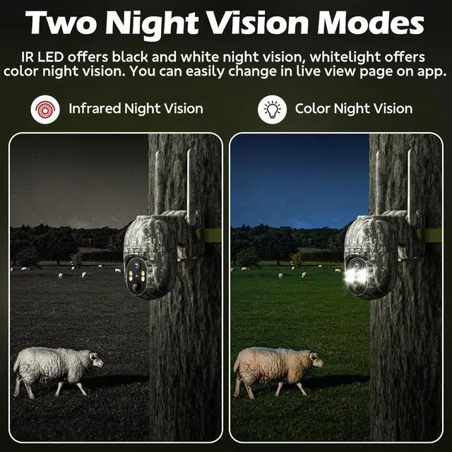 Alt view image 7 of 7 - 4G LTE Cellular Trail Camera 2 Pack, 2.5K Game Camera Built-in SIM Card with Live Feed, Solar Panel 360° View Clear Night Vision Motion Detection Two-Way Audio Hunting Camera