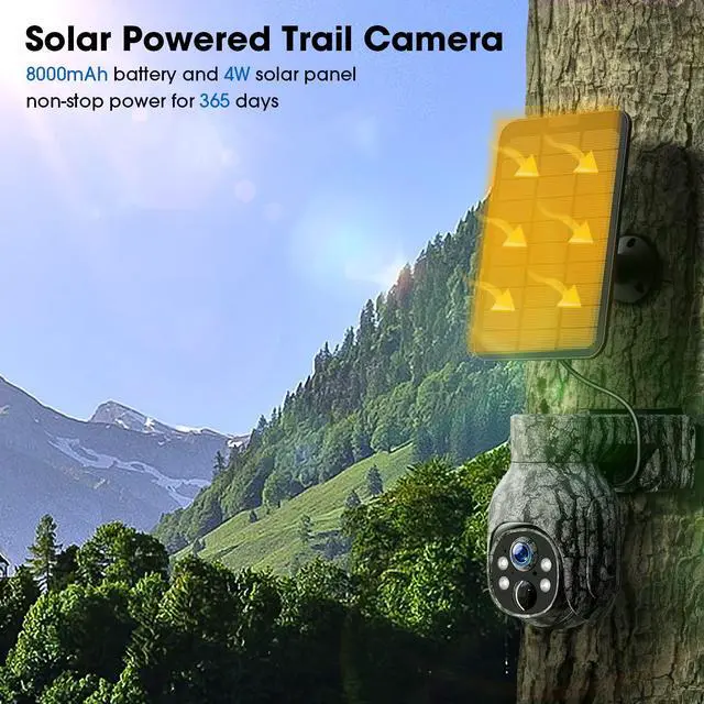 Alt view image 5 of 7 - 4G LTE Trail Camera, 360° View Cellular Game Camera with Live Streaming, Built-in SIM Card, 2K Night Vision Wireless Solar Powered Motion Activated Camera for Outdoor, 2 Pack