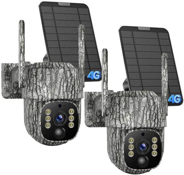 Main image of 4G LTE Trail Camera 2 Pack, 360° View Cellular Hunting Camera with Live Streaming, 2.5K Game Camera Solar Powered, Night Vision, Motion Activated, Two-Way Audio Wildlife Cam