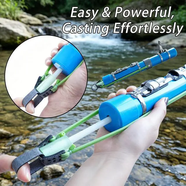 Alt view image 3 of 7 - Upgraded Portable Fishing Catapult Rod with Reel, Durable & Lightweight Telescopic Lure & Bait Launcher for Saltwater & Freshwater