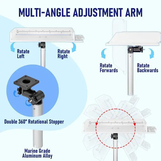 Alt view image 2 of 7 - Bait Cutting Board for Boat, Bait Table Filet Board with Separate Tool Slots, 360° Adjustable Rod Holder Fishing Fillet Table with Scale, Extended Boat Fish Cleaning Table