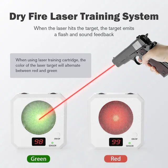 Alt view image 5 of 7 - 9mm Laser Training Cartridge Dry Fire Target Suitable for Dry Fire Laser Training System, 5 Difficulty Grade Rechargeable Target and Training Cartridge with Snap Cap for Shooting Practice