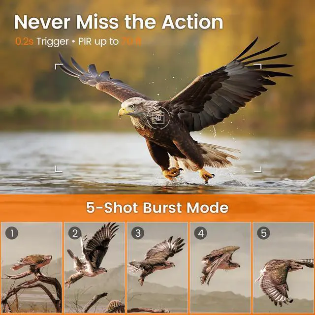 Alt view image 3 of 7 - 4K 64MP Solar Trail Camera with WiFi & Bluetooth - 0.2s Fast Trigger, No Subscription, Night Vision Motion-Activated, Rechargeable Game Camera for Wildlife & Deer Outdoor Use, IP66 Waterproof