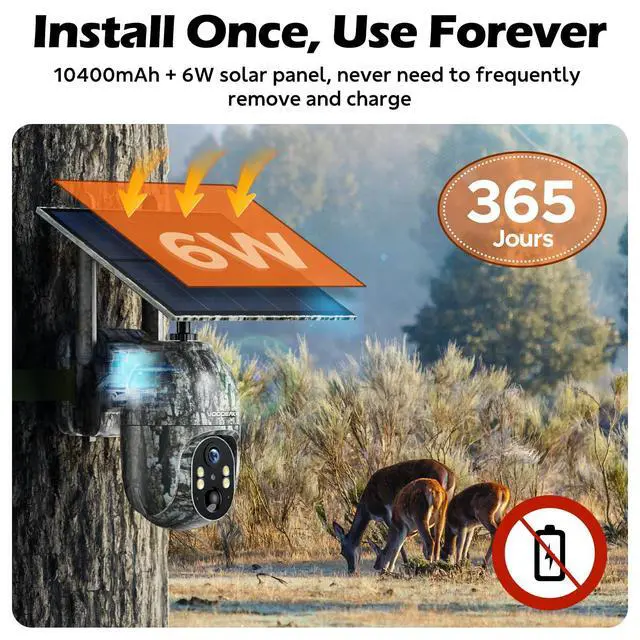 Alt view image 3 of 7 - 4G LTE Cellular Trail Camera 2 Pack, 2.5K Game Camera Built-in SIM Card with Live Feed, Solar Panel 360° View Clear Night Vision Motion Detection Two-Way Audio Hunting Camera