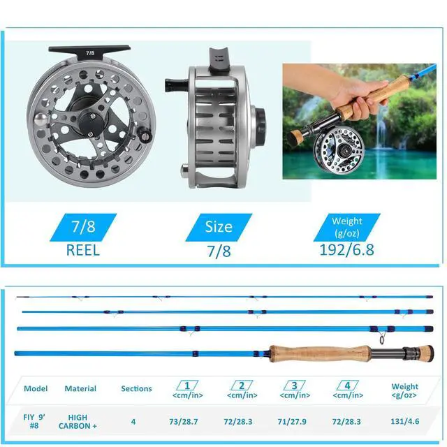Alt view image 3 of 7 - Fly Fishing Combo, 4 Piece Fly Rod and CNC Machined Aluminum Alloy Reel Complete Starter Package with Rod Bag