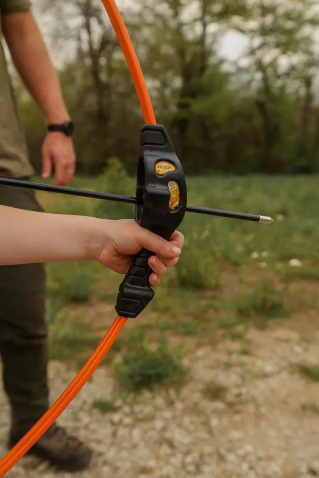Alt view image 7 of 7 - Spark Youth Bow Set, Recommended for Ages 5 to 10, Ambidextrous, Includes 2 Arrows, Armguard, Quiver