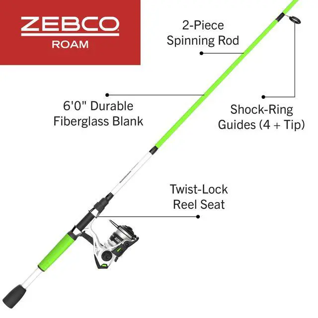 Alt view image 2 of 7 - Roam Spinning Reel and Fishing Rod Combo, 6-Foot Fiberglass Fishing Pole, Split ComfortGrip Handle, Soft-Touch Handle Knob, Changeable Right- or Left-Hand Retrieve