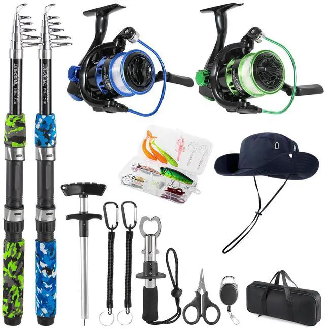 Main image of Fishing Pole Combo, 6.9ft Telescopic Rods Set, Collapsible Fishing Rods 2PCS Spinning Reel Set with Carrier Bag Freshwater Fishing Rod and Reel Combos Kits