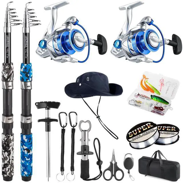 Main image of Fishing Pole Combo, 6.9ft Telescopic Rods Set, Collapsible Fishing Rods 2PCS Spinning Reel Set with Carrier Bag Freshwater Fishing Rod and Reel Combos Kits