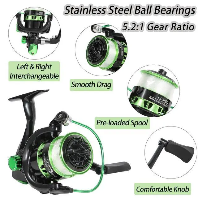Alt view image 4 of 7 - Fishing Pole Combo, 6.9ft Telescopic Rods Set, Collapsible Fishing Rods 2PCS Spinning Reel Set with Carrier Bag Freshwater Fishing Rod and Reel Combos Kits