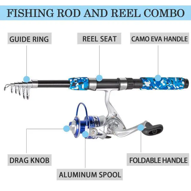 Alt view image 5 of 6 - Fishing Pole Combo, 6.9ft Telescopic Rods Set, Collapsible Fishing Rods 2PCS Spinning Reel Set with Carrier Bag Freshwater Fishing Rod and Reel Combos Kits