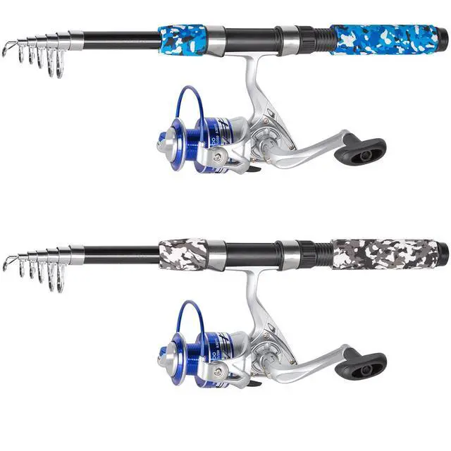 Alt view image 2 of 6 - Fishing Pole Combo, 6.9ft Telescopic Rods Set, Collapsible Fishing Rods 2PCS Spinning Reel Set with Carrier Bag Freshwater Fishing Rod and Reel Combos Kits