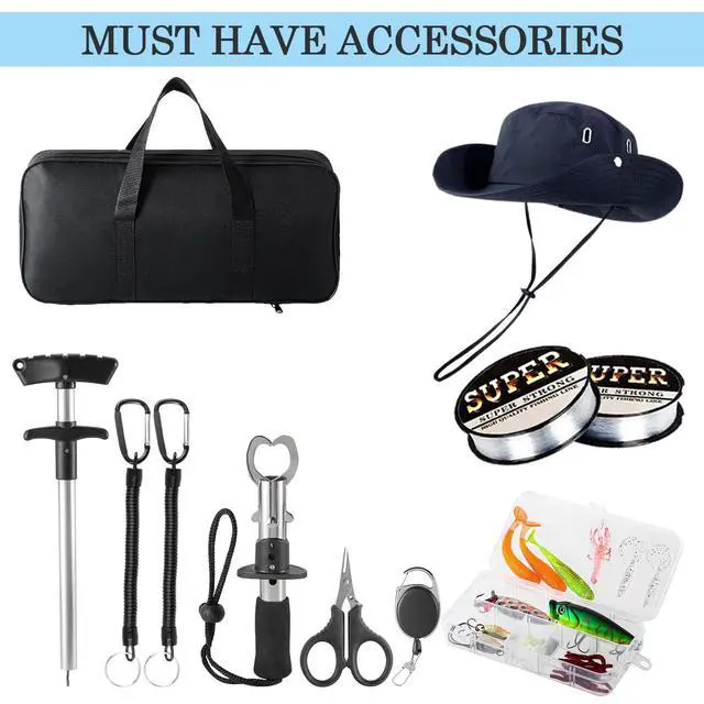 Alt view image 6 of 6 - Fishing Pole Combo, 6.9ft Telescopic Rods Set, Collapsible Fishing Rods 2PCS Spinning Reel Set with Carrier Bag Freshwater Fishing Rod and Reel Combos Kits