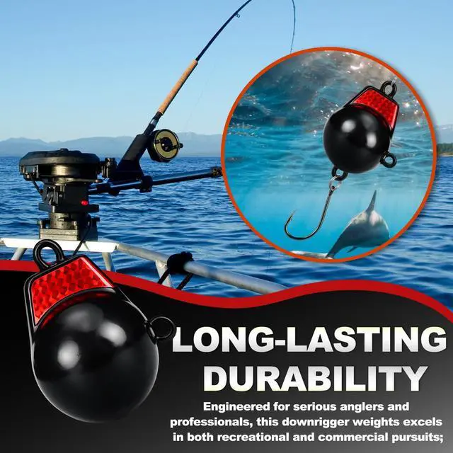 Alt view image 3 of 6 - Coated Downrigger Ball Weight with Keel Downrigger Weights Vinyl-Coated Trolling Weight for Boats Round Marine Accessories Black