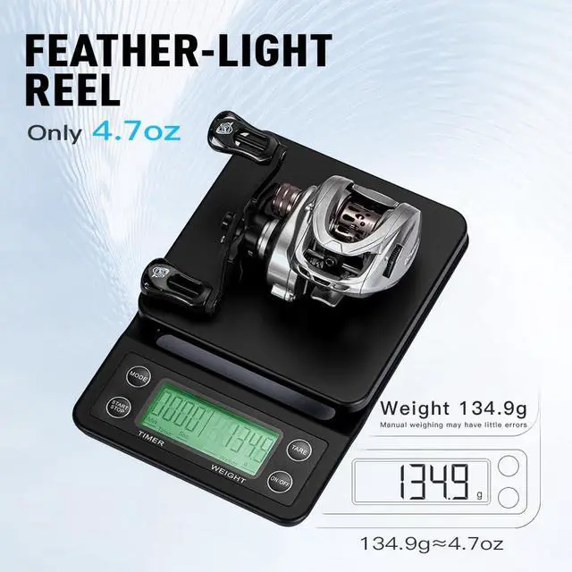 Alt view image 2 of 7 - HICC50 Compact Baitcaster Fishing Reels - 4.7oz Ultra Smooth Bait Finesse Casting 30 Magnetic Brake, 7.1:1/8.1:1 Ratio10+1 Double Shield Bearing for Saltwater Freshwater with Dual spools