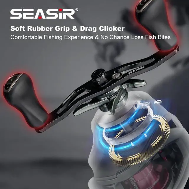 Alt view image 3 of 7 - DCast Baitcaster Reel, Digital Control Fishing Reel, Ultralight | Baitcasting Reel, Freshwater Saltwater, 6.7oz, Max Drag 18.5LB, 7.3:1, 7+1 BB, Carbon Fiber Washer, Grey & red