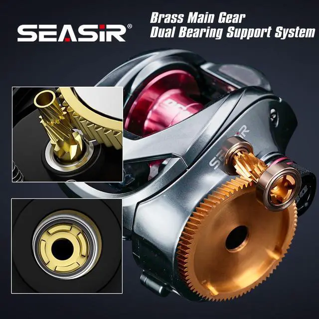 Alt view image 7 of 7 - DCast Baitcaster Reel, Digital Control Fishing Reel, Ultralight | Baitcasting Reel, Freshwater Saltwater, 6.7oz, Max Drag 18.5LB, 7.3:1, 7+1 BB, Carbon Fiber Washer, Grey & red