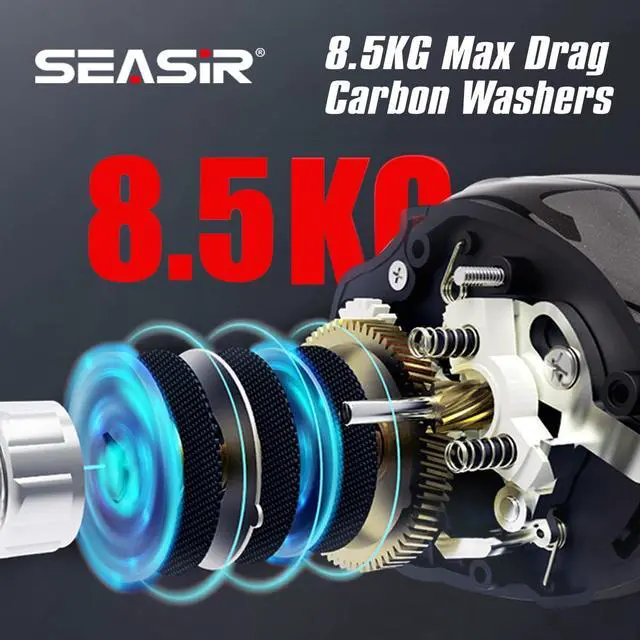 Alt view image 4 of 7 - DCast Baitcaster Reel, Digital Control Fishing Reel, Ultralight | Baitcasting Reel, Freshwater Saltwater, 6.7oz, Max Drag 18.5LB, 7.3:1, 7+1 BB, Carbon Fiber Washer, Grey & red