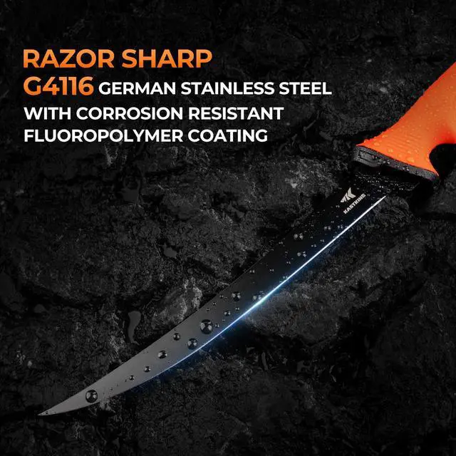 Alt view image 2 of 7 - Paradox Fishing Knife Tool Set Includes 9" & 7" Fillet Knives, 5" Bait Knife, 9" Versatile Bait Shears, 12" Honing Rod, Non-Slip Handles, Custom Sheaths, and Carrying Case Fishing Gear