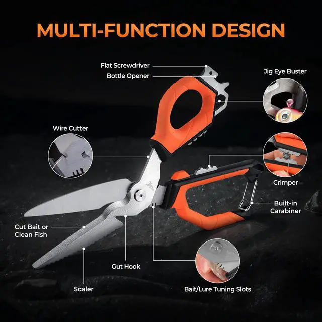 Alt view image 5 of 7 - Paradox Fishing Knife Tool Set Includes 9" & 7" Fillet Knives, 5" Bait Knife, 9" Versatile Bait Shears, 12" Honing Rod, Non-Slip Handles, Custom Sheaths, and Carrying Case Fishing Gear