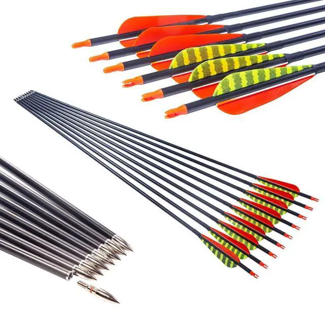 Main image of Traditional Archery 300 340 400 500 600 700 Spine 30 31 32 Inch Carbon Feather Arrows for Recurve Compound Bow Longbow Hunting Targets Arrow 12PCS