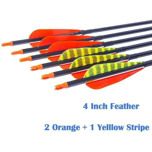 Alt view image 2 of 7 - Traditional Archery 300 340 400 500 600 700 Spine 30 31 32 Inch Carbon Feather Arrows for Recurve Compound Bow Longbow Hunting Targets Arrow 12PCS
