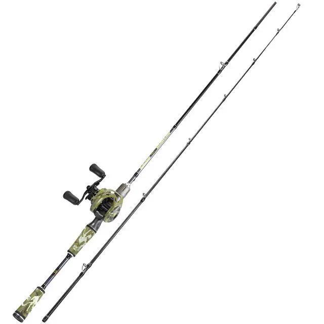 Alt view image 2 of 7 - Baitcaster Combo, 30Ton+24Ton Graphite 2-Piece Blanks Casting Fishing Rod,SuperPolymer Handle,S Style Hook Keeper with Camo Baitcasting Reel