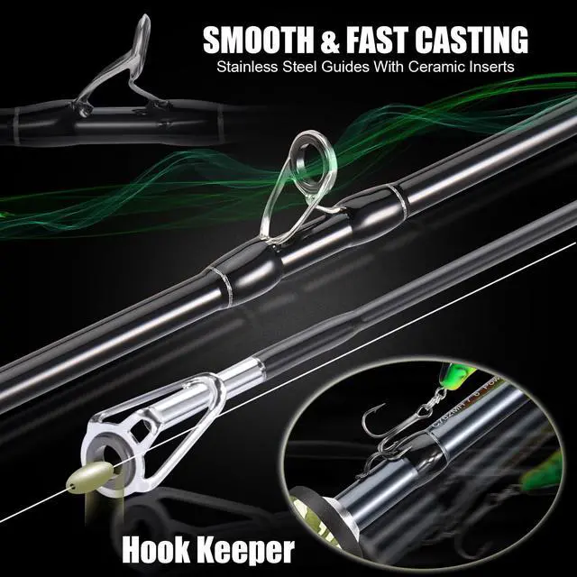 Alt view image 3 of 7 - Baitcaster Combo, 30Ton+24Ton Graphite 2-Piece Blanks Casting Fishing Rod,SuperPolymer Handle,S Style Hook Keeper with Camo Baitcasting Reel