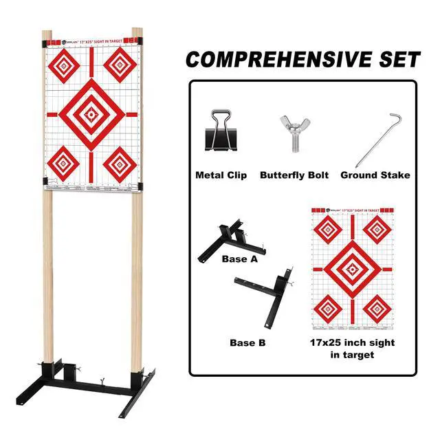 Alt view image 2 of 6 - 2 Pack Shooting Target Stand with 10pcs 17x25 Inch Sight in Paper Targets, Durable Paper Target Holder with Stable Adjustable Base for Cardboard Silhouette, H Shape, USPSA/IPSC, IDPA Practice