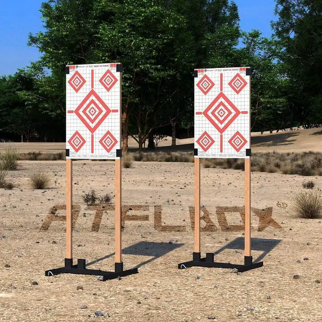 Alt view image 6 of 6 - 2 Pack Shooting Target Stand with 10pcs 17x25 Inch Sight in Paper Targets, Durable Paper Target Holder with Stable Adjustable Base for Cardboard Silhouette, H Shape, USPSA/IPSC, IDPA Practice