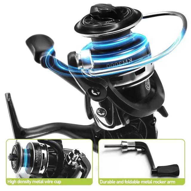 Alt view image 3 of 7 - Fishing Pole and Reel Combo - 2PCS Carbon Fiber Telescopic Rods Spinning Reels Saltwater/Freshwater Kit with Lures, Line and Carrier Bag, Travel Fishing Gear for Adults
