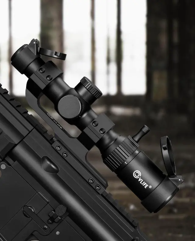 Alt view image 7 of 7 - JackalHowl 1-4x20 LPVO Rifle Scope with Cantilever Mount, Illuminated Reticle Rimfire Scope Compact Riflescope with Zero Reset for Hunting