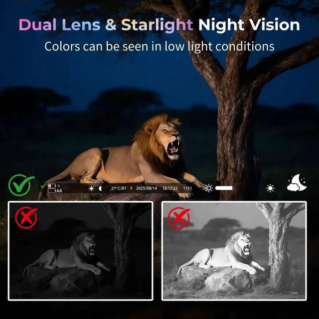 Alt view image 2 of 7 - WiFi Trail Camera, 4K Solar Game Camera Starlight Night Vision Dual Lens, No Subscription Trail Camera 0.1s Trigger, IP66 Waterproof, Motion Activated for Wildlife Monitoring & Security