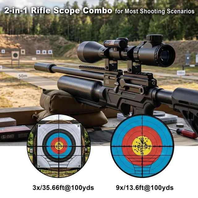 Alt view image 3 of 7 - 3-9×40 Rifle Scope with Gun Laser,Fits 20mm /11mm Mounts