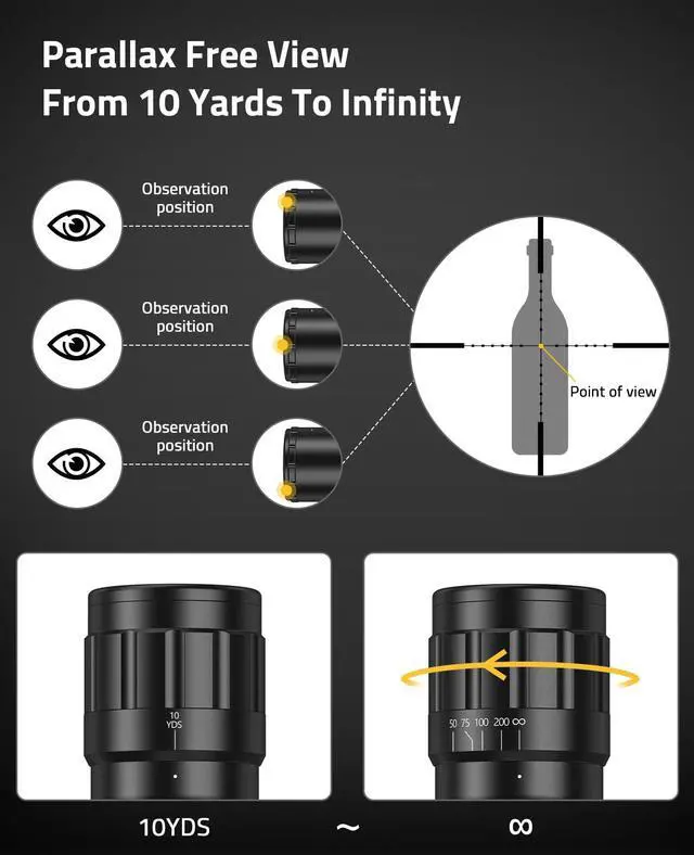 Alt view image 4 of 7 - 3-9x40AO Rifle Scope Optics R4 Reticle Crosshair Scope with Mounts