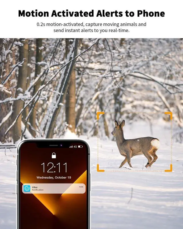 Alt view image 6 of 7 - 4G LTE Cellular Trail Camera 360° Live Streaming Solar Deer Camera, SIM Card Included, Clear Night Vision, Remote Phone Control, Instant Alerts, Cloud Storage for Hunting/Outdoor Security