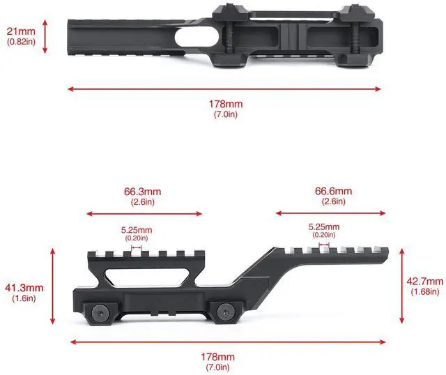 Alt view image 7 of 7 - Tactical Group Type HY Mount Red Dot Riser Mount Laser Combo Adapter Mount Base Picatinny Rail Riser Scope Mount for T1 T2 Optic Scope Sight Holographic